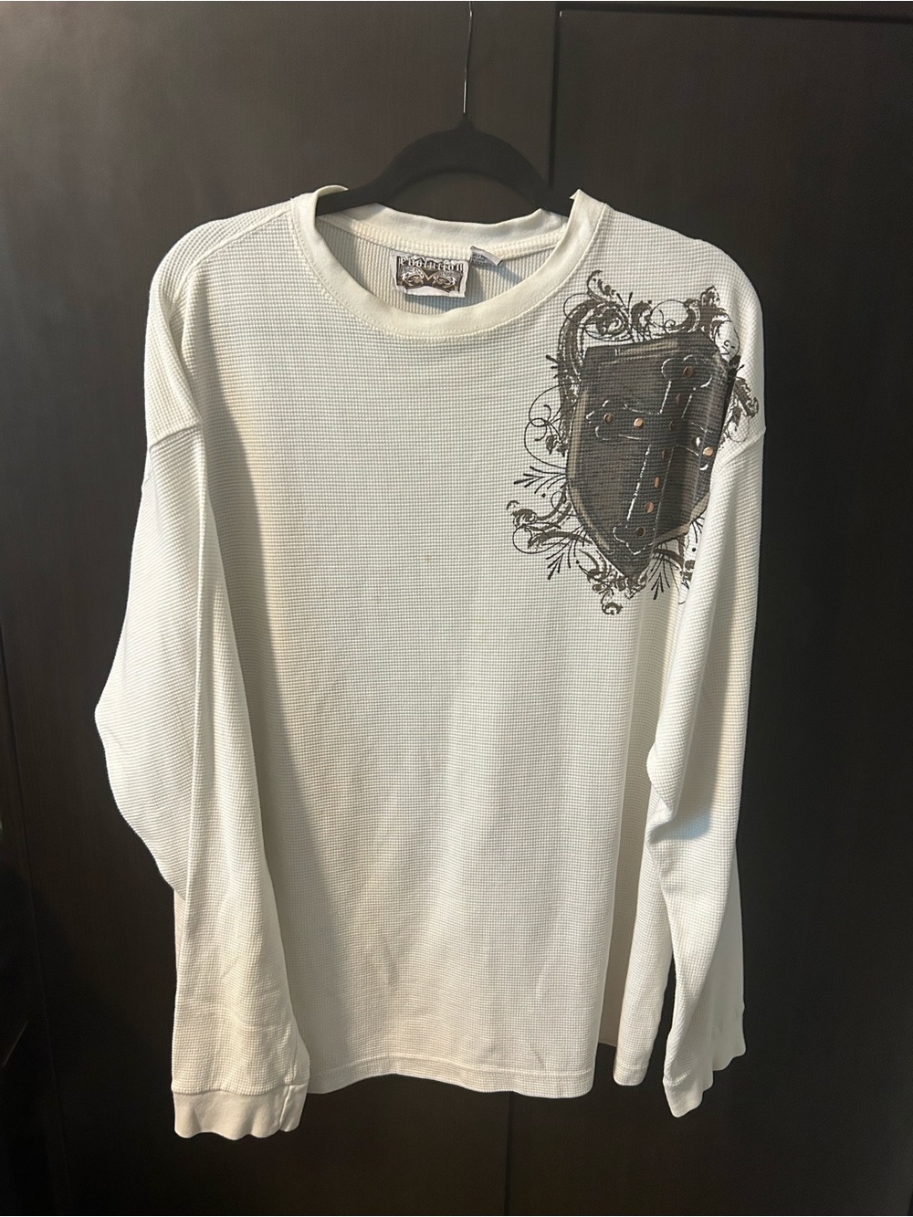 Revolution White Long-Sleeve Thermal Shirt with Shield Graphic